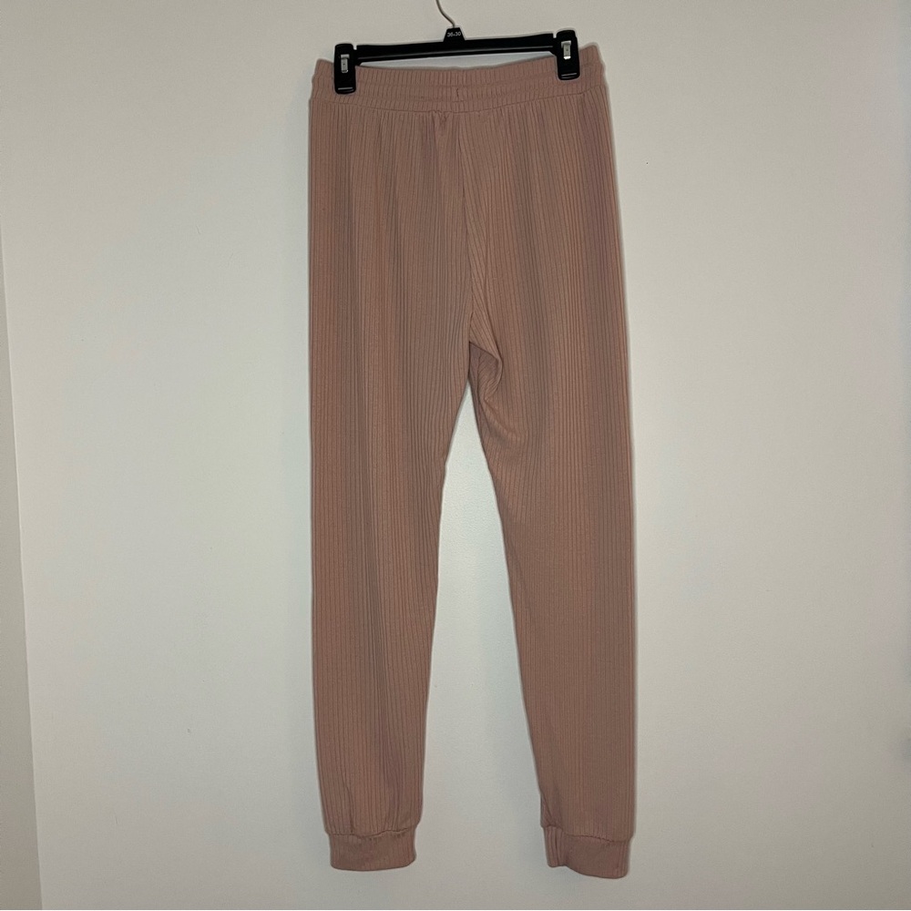 Women’s Light Pink Ribbed Joggers - Picture 2 of 3